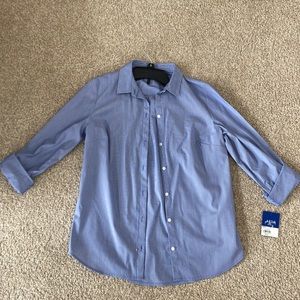 Blue pin stripe button down long sleeve shirt